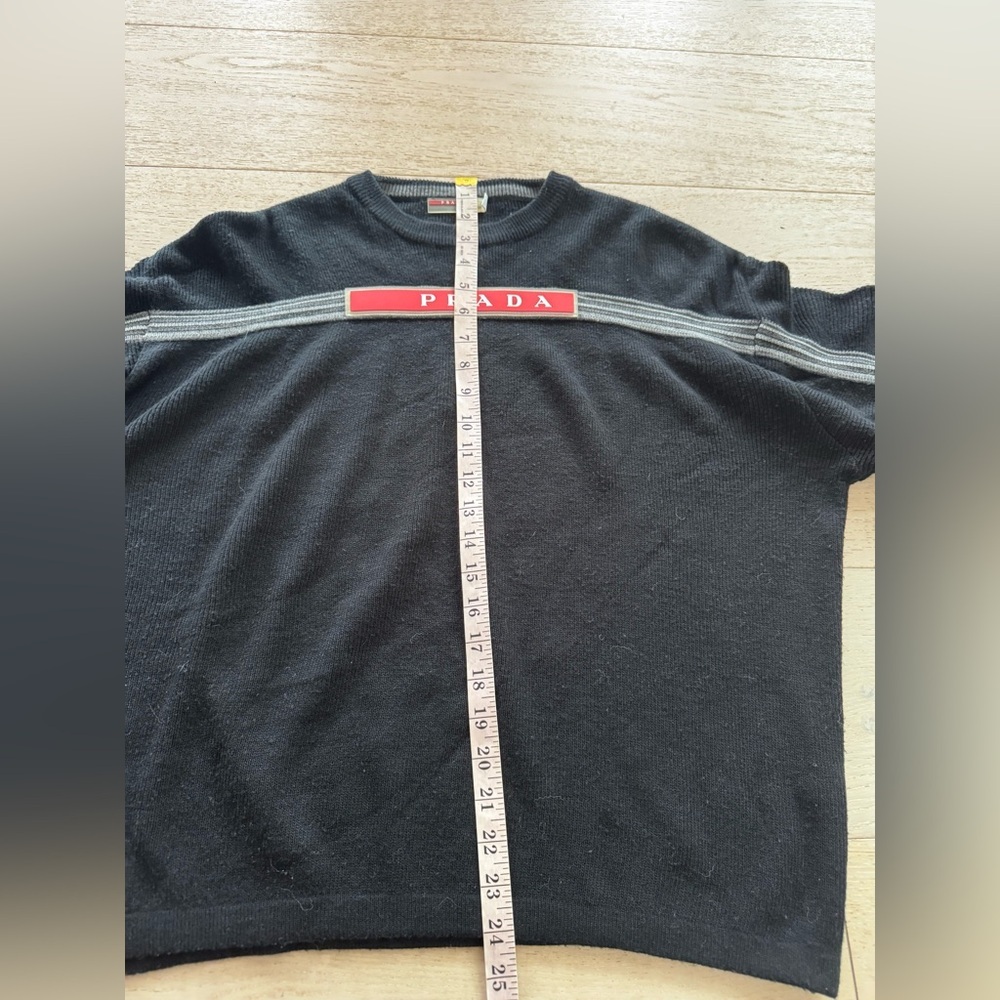 Authentic vintage Prada Men's Black Sweater spellout logo L - Picture 7 of 10